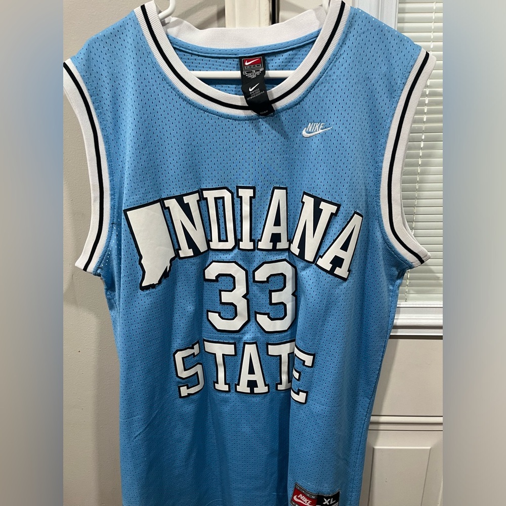 Larry Bird. Indiana State (college) jersey. Nike.
